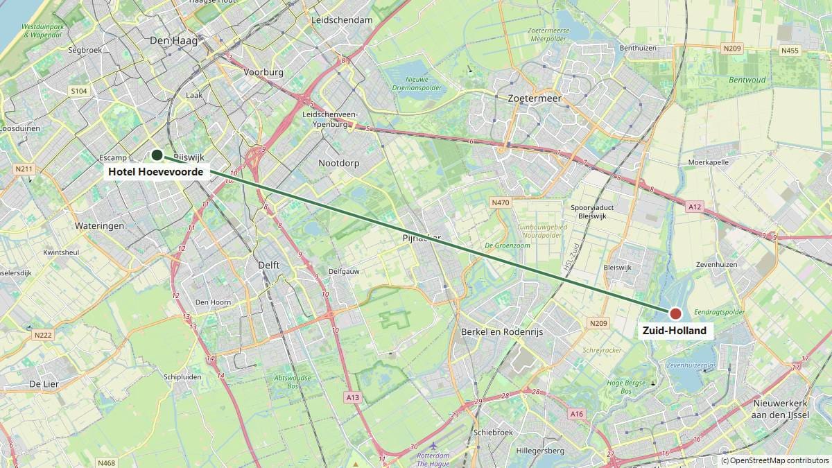 Kaart met uitjes in Zuid-Holland voor een lang weekend