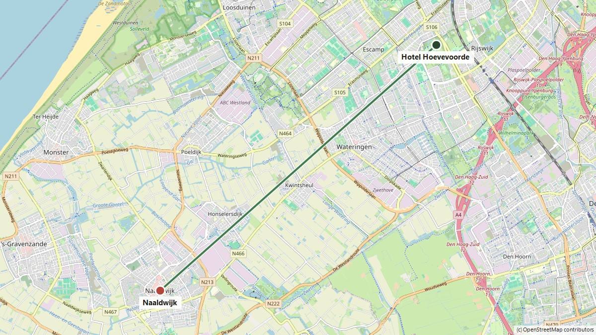 Route van Hotel Hoevevoorde naar Naaldwijk