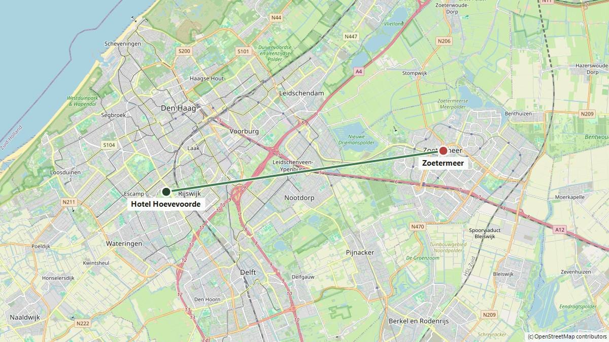 Route van Hotel Hoevevoorde naar Zoetermeer